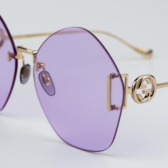 Gucci Women Sunglasses Gold Chain Violet Round GG1203S 001 NEW AUTHENTIC main image 11